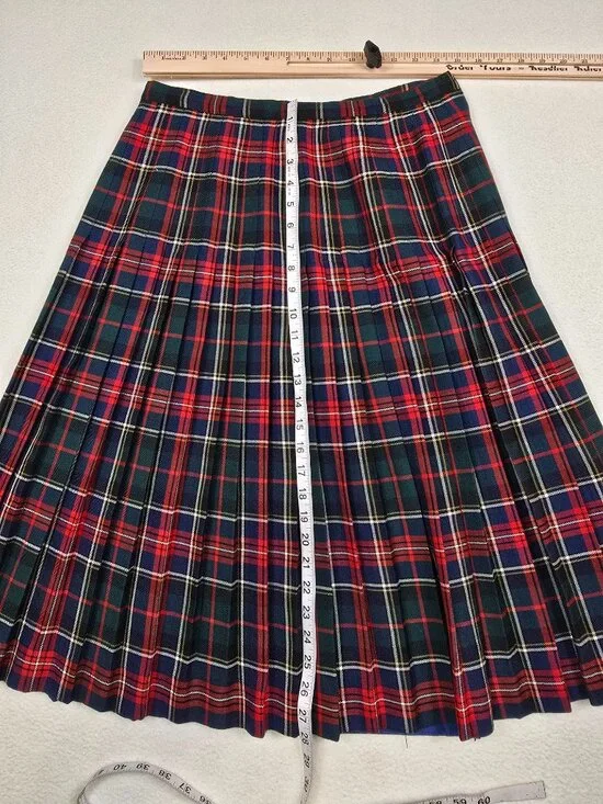 Aljean Canada Pure Virgin Wool Tartan Plaid Kilt Wrap Skirt Medium 30 Waist - Picture 5 of 5